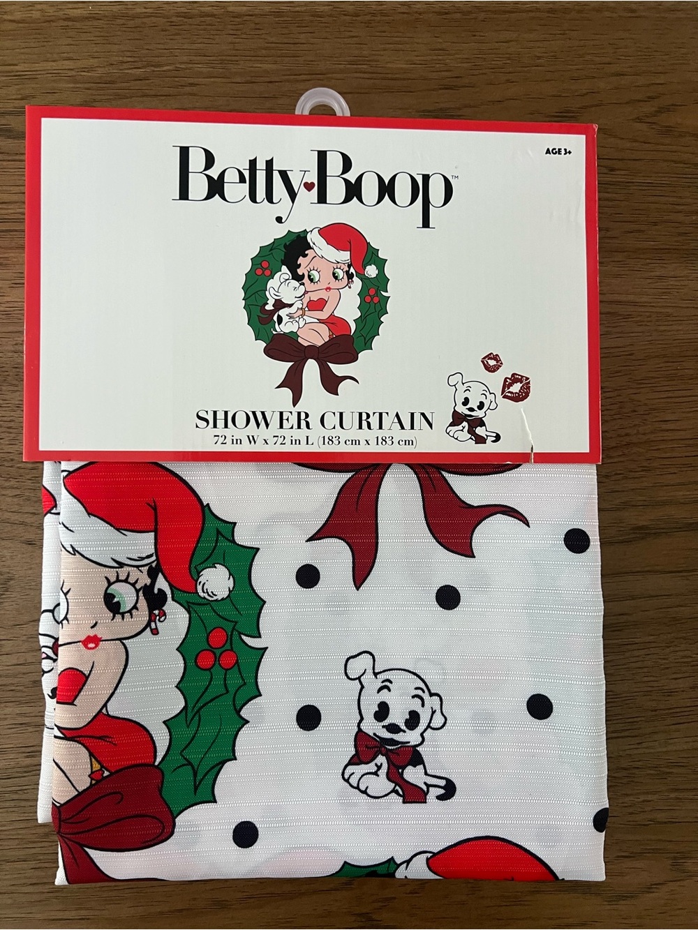 NEW Betty Boop Red, Green, White Holiday Shower Curtain